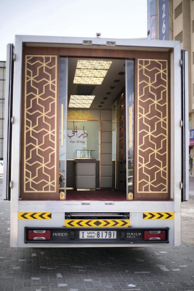 The mobile tailoring truck was launched by Majed Al Awadi. Reem Mohammed/The National