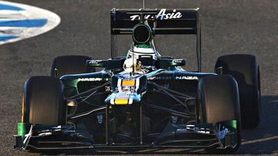 Heikki Kovalainen puts the Caterham through its paces in Jerez. Caterham are the artists formerly known as Team Lotus. Mark Thompson / Getty Images