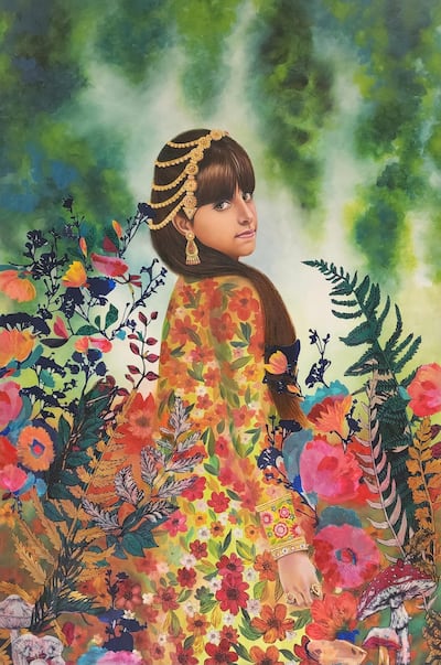 The Emirati artist says her paintings often begin with a clear plan before changing during the process, allowing new materials and ideas to reshape the final work. Photo: Salama Al Mazrouei