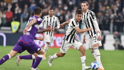 Juventus' Paulo Dybala on the attack against Fiorentina. EPA