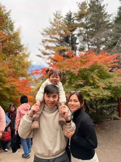 With reduced flights, cabin purser Carl Kevin Timbol has more time to spend with his wife Koko and daughter Cali. Photo: Carl Kevin Timbol