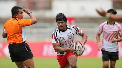 Imad Reyal, centre, has moved from Abu Dhabi Harlequins to Jebel Ali Dragons, his third team in as many seasons. Elite Step