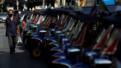 Tuk tuks parked in Chinatown, during the coronavirus disease outbreak, in Bangkok, Thailand. Reuters