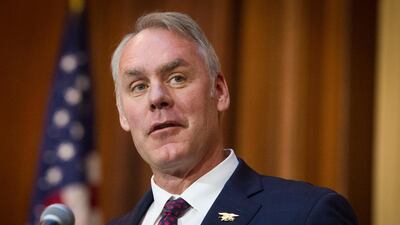 US Interior Secretary Ryan Zinke speaks after the withdrawal of federal protections for waterways and wetland on December 15, 2018. AP Photo