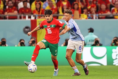 Abde Ezzalzouli in action for Morocco against Spain in the World Cup 2022 last-16 match at Education City Stadium, in Doha, on December 6m 2022. EPA