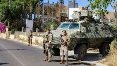Lebanese army soldiers set up a checkpoint at a position in southern Lebanon. AFP
