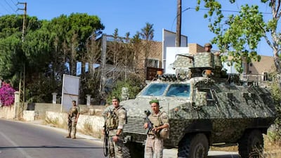 Lebanese army soldiers set up a checkpoint at a position in southern Lebanon. AFP