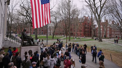The statue of John Harvard in Harvard Yard at Harvard University, in Cambridge, Massachusetts, US. AP
