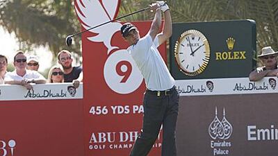 Martin Kaymer plays a shot off the ninth tee.