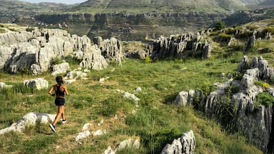 Olympic marathon runner, Chirine Njeim trains in the mountains of Faqra.
