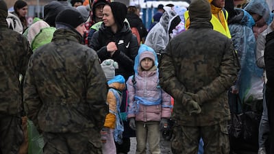 Refugees at the Medyka border crossing between war-torn Ukraine and Poland. Getty Images