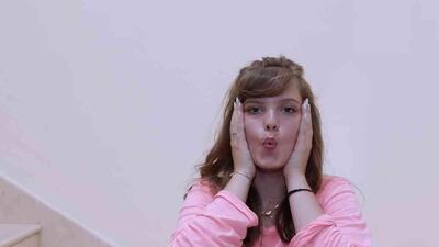 Isidora Peric, an advocate of facial yoga in Dubai, demonstrates The Pout Advance.