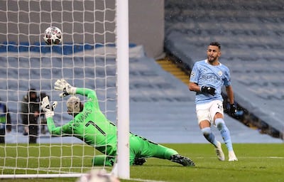 Riyad Mahrez scores his and Manchester City's second to ensure comfortable passage to the Champions League final. AP