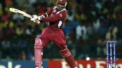 Chris Gayle top scored for the West Indies in their total of 205 for three.