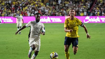 Al Nassr's Cristiano Ronaldo in action against Al Ittihad. AP