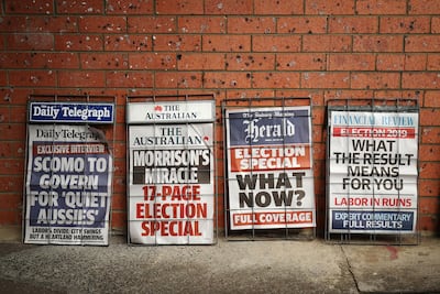 A news stand in Sydney, Australia, on Monday. Brendon Thorne / Bloomberg