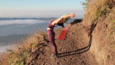 Standing backbend. This pose stretches the spine, neck, chest and shoulders. Courtesy Nerry Toledo