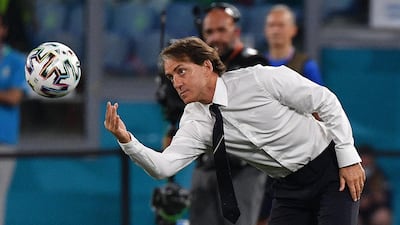 Italy's coach Roberto Mancini during the match. AFP