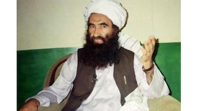 In this August 22, 1998 file photo, Jalaluddin Haqqani, founder of the militant group the Haqqani network, speaks during an interview in Miram Shah, Pakistan.