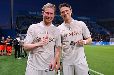 New arrival Kevin De Bruyne, left, and Scott McTominay have formed an immediate understanding at Napoli. Getty Images