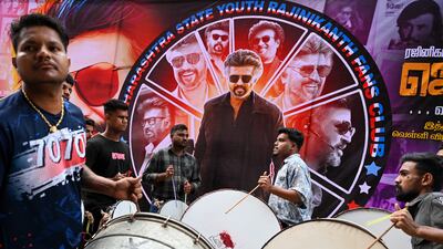 Drums being played before the screening in Mumbai. AFP