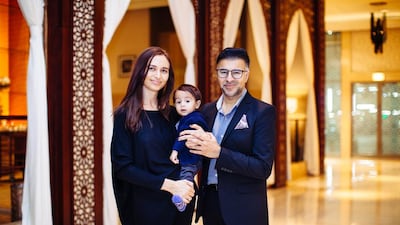 Arnie Hira, Simply Abu Dhabi’s chief executive/co-founder, his wife Jordana Lynch Hira and their 10-month-old son, Harvey. The publication was conceived on a family holiday in the UAE. Anna Nielsen for the National
