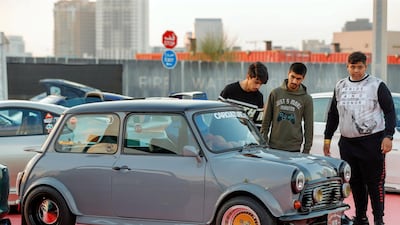 Mini Cooper fans at the Gulf Car Festival 2019, Festival City Mall. Victor Besa/The National
