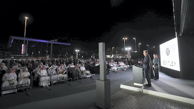 Bentley board member Chris Craft addresses the crowd. Chris Whiteoak / The National