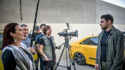 Emma Brain, left, and Ilez Badurgov, far right, on the set of 'Inevitable Fight'. Courtesy Emma Brain