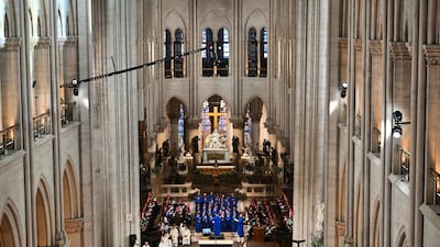 Pope Leo in Notre-Dame Cathedral. AFP