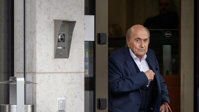 Blatter looks on as he arrives at the building of the Office of the Attorney General of Switzerland. AFP