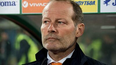 Netherlands manager Danny Blind looks on before the 2018 World Cup qualifier against Bulgaria in Sofia on March 25, 2017. Nikolay Doychinov / AFP