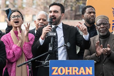 Democratic New York City mayoral candidate Zohran Mamdani speaks at a campaign event. Getty Images via AFP