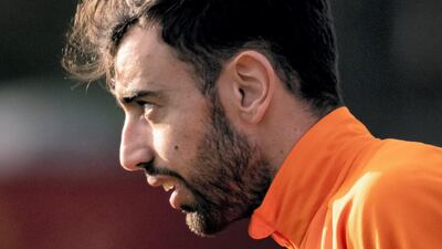 Bruno Fernandes of Manchester United prepares for the Premier League derby against Manchester City. Getty