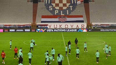 Portugal's players training at the Stadion Poljud in Split. AFP