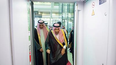 Custodian of the Two Holy Mosques King Salman bin Abdulaziz Al Saud inaugurates Haramain High Speed Rail. Saudi Press Agency