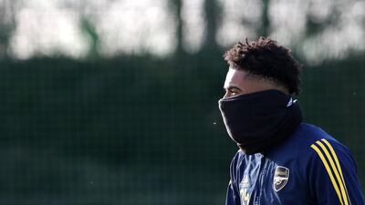 Arsenal's Reiss Nelson during the training session at London Colney. PA