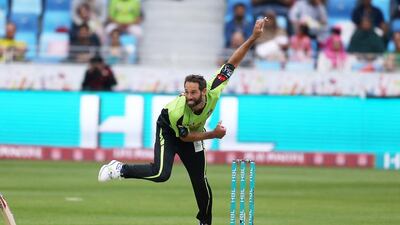 Grant Elliott of Lahore Qalandars took four wickets against Islamabad United as his team won by six wickets in the Pakistan Super League on Saturday. Pawan Singh / The National