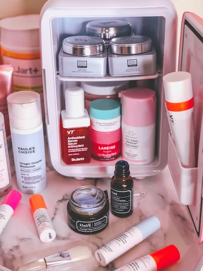 Diane Taha's beauty fridge. Courtesy Diane Taha