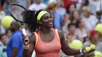 Serena Williams shown on Sunday after defeating Madison Keys in the fourth round of the US Open on Sunday in New York City. Justin Lane / EPA / September 6, 2015