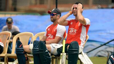 Kevin Pietersen, right, is critical of former teammate Matt Prior, left, in his new book. Philip Brown / Reuter