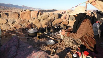 Bedouins prepare tea on the coast of the Red Sea in the resort town of Dahab, 550km from Cairo in the Sinai Peninsula. EPA