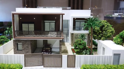 A scale model of a four bedroom villa that Aldar plans to develop at Yas Acres. Delores Johnson / The National