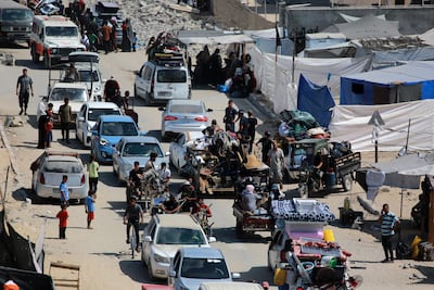Civilians fleeing Khan Younis in Gaza. AFP
