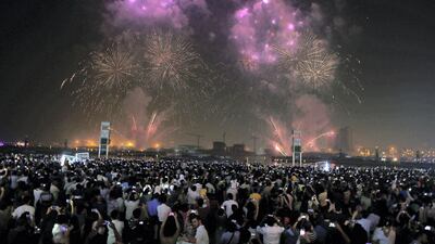 Fireworks display to celebrate Eid Al Adha at the Festival City in Dubai. Satish Kumar / The National