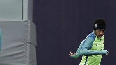FC Barcelona’s Neymar controls the ball while warming up. Manu Fernandez / AP Photo
