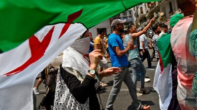 Algerian protesters demonstrate in Algiers. AFP