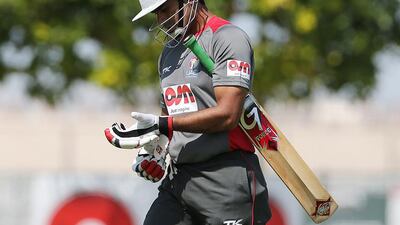 Saqib Ali, who served UAE cricket for 17 years, will continue playing the game for his employer in the Emirates. Satish Kumar / The National