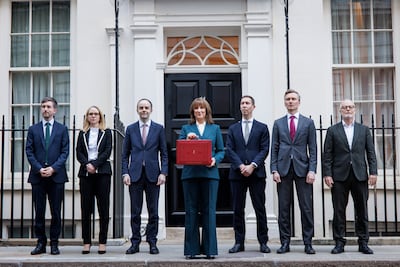 UK Chancellor Rachel Reeves with her budget box. She has set out the government's tax and spending plans. EPA