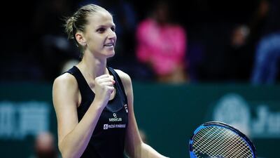 Karolina Pliskova celebrates her win over Petra Kvitova in the WTA Finals. Getty Images